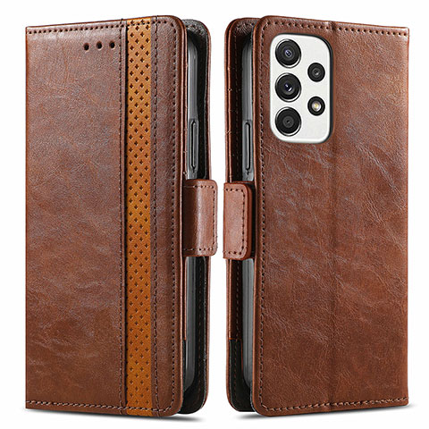 Coque Portefeuille Livre Cuir Etui Clapet S02D pour Samsung Galaxy A33 5G Marron