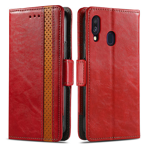 Coque Portefeuille Livre Cuir Etui Clapet S02D pour Samsung Galaxy A40 Rouge