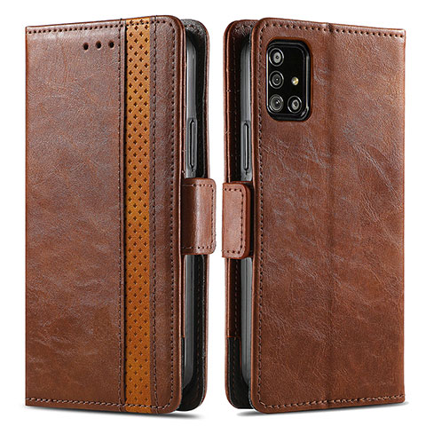 Coque Portefeuille Livre Cuir Etui Clapet S02D pour Samsung Galaxy A51 5G Marron