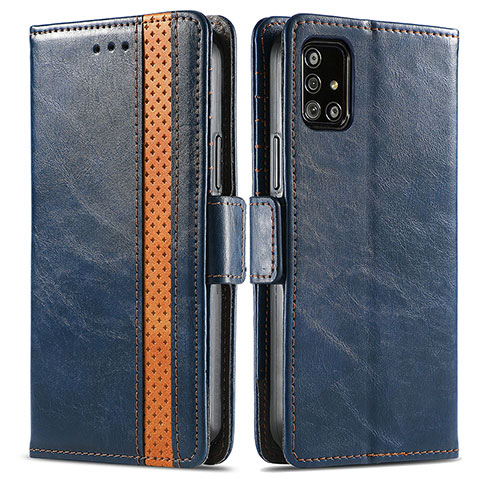 Coque Portefeuille Livre Cuir Etui Clapet S02D pour Samsung Galaxy A71 5G Bleu