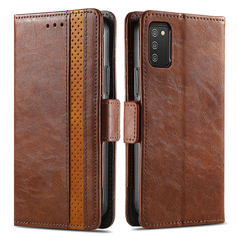 Coque Portefeuille Livre Cuir Etui Clapet S02D pour Samsung Galaxy F02S SM-E025F Marron