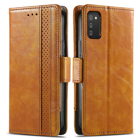 Coque Portefeuille Livre Cuir Etui Clapet S02D pour Samsung Galaxy M02s Brun Clair