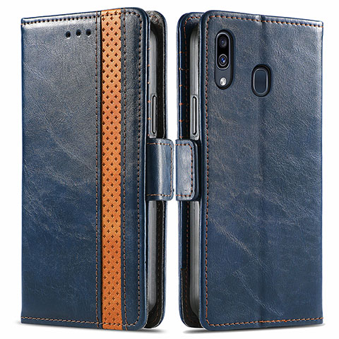 Coque Portefeuille Livre Cuir Etui Clapet S02D pour Samsung Galaxy M10S Bleu