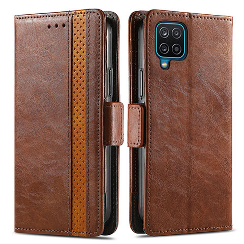 Coque Portefeuille Livre Cuir Etui Clapet S02D pour Samsung Galaxy M12 Marron