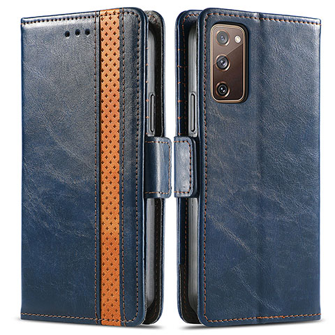 Coque Portefeuille Livre Cuir Etui Clapet S02D pour Samsung Galaxy S20 FE (2022) 5G Bleu