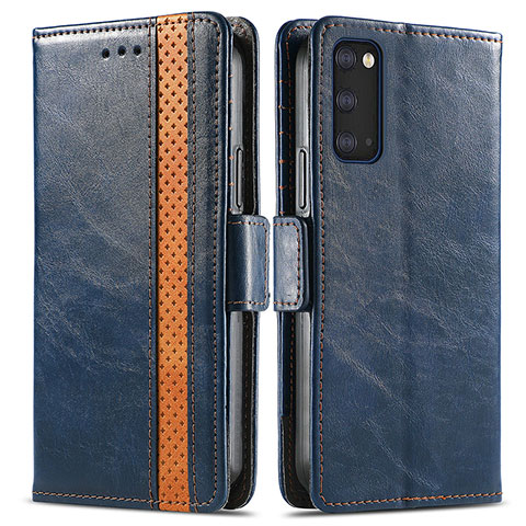 Coque Portefeuille Livre Cuir Etui Clapet S02D pour Samsung Galaxy S20 Plus 5G Bleu