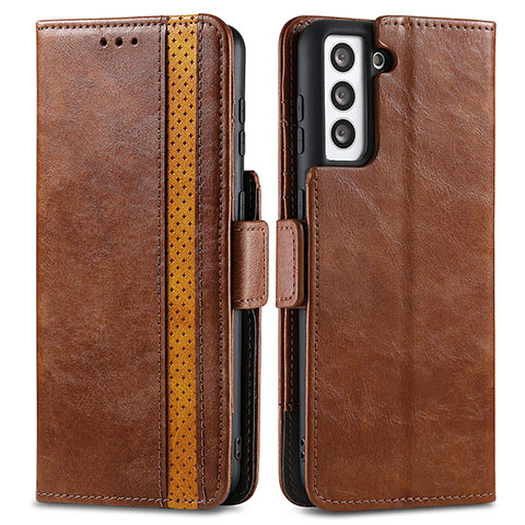 Coque Portefeuille Livre Cuir Etui Clapet S02D pour Samsung Galaxy S21 Plus 5G Marron