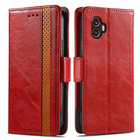 Coque Portefeuille Livre Cuir Etui Clapet S02D pour Samsung Galaxy XCover 6 Pro 5G Rouge