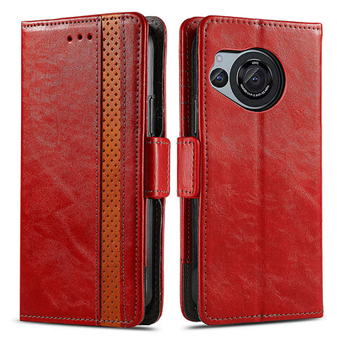 Coque Portefeuille Livre Cuir Etui Clapet S02D pour Sharp Aquos R8 Rouge