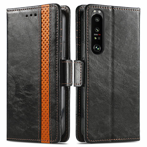 Coque Portefeuille Livre Cuir Etui Clapet S02D pour Sony Xperia 1 III Noir