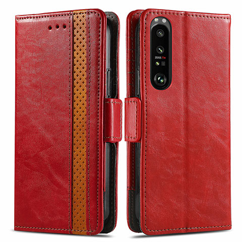 Coque Portefeuille Livre Cuir Etui Clapet S02D pour Sony Xperia 1 III Rouge