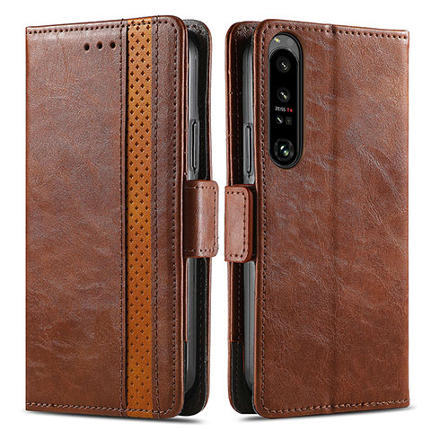 Coque Portefeuille Livre Cuir Etui Clapet S02D pour Sony Xperia 1 IV Marron