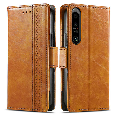 Coque Portefeuille Livre Cuir Etui Clapet S02D pour Sony Xperia 1 IV SO-51C Brun Clair