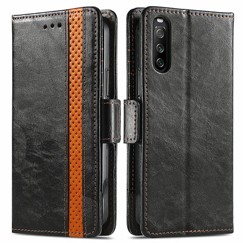 Coque Portefeuille Livre Cuir Etui Clapet S02D pour Sony Xperia 10 III Lite Noir