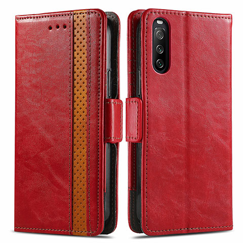 Coque Portefeuille Livre Cuir Etui Clapet S02D pour Sony Xperia 10 III Rouge