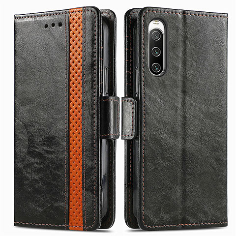 Coque Portefeuille Livre Cuir Etui Clapet S02D pour Sony Xperia 10 IV Noir