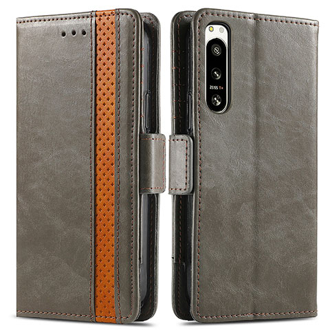 Coque Portefeuille Livre Cuir Etui Clapet S02D pour Sony Xperia 5 IV Gris