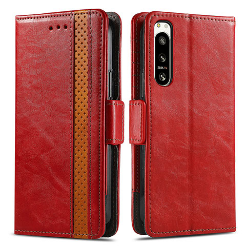 Coque Portefeuille Livre Cuir Etui Clapet S02D pour Sony Xperia 5 IV Rouge