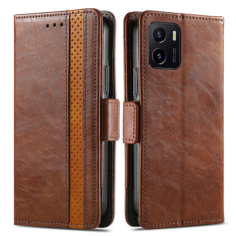 Coque Portefeuille Livre Cuir Etui Clapet S02D pour Vivo iQOO U5x Marron