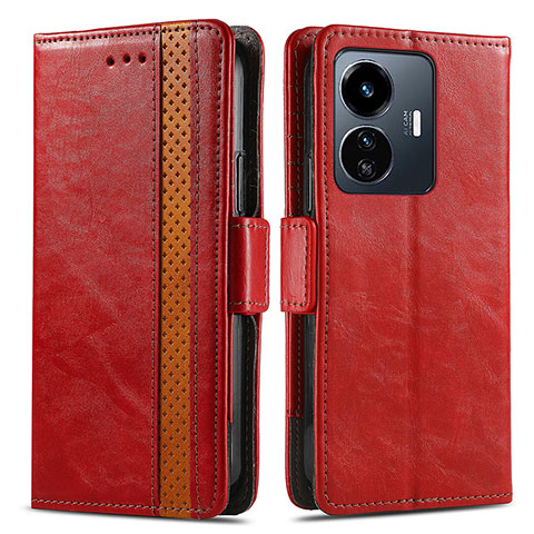 Coque Portefeuille Livre Cuir Etui Clapet S02D pour Vivo iQOO Z6 Lite 5G Rouge