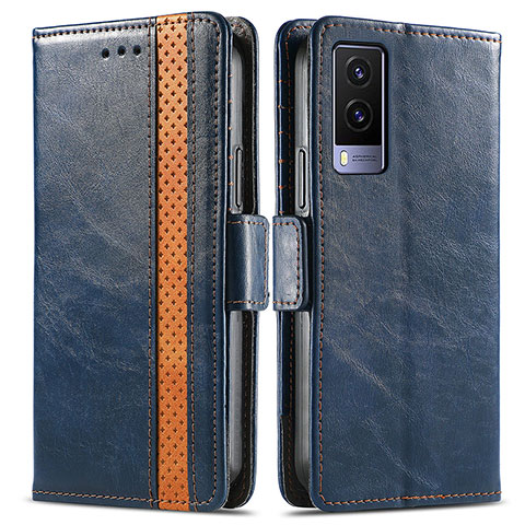 Coque Portefeuille Livre Cuir Etui Clapet S02D pour Vivo V21e 5G Bleu