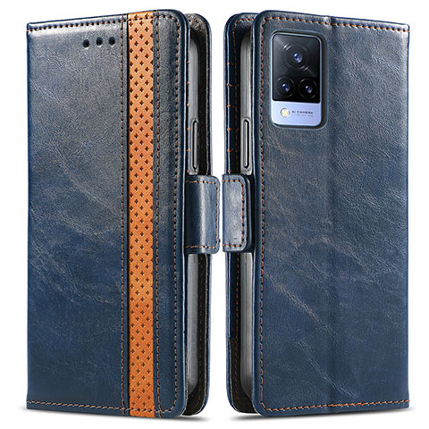 Coque Portefeuille Livre Cuir Etui Clapet S02D pour Vivo V21s 5G Bleu