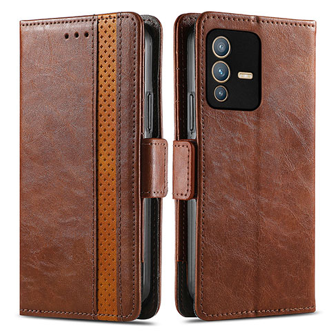 Coque Portefeuille Livre Cuir Etui Clapet S02D pour Vivo V23 Pro 5G Marron