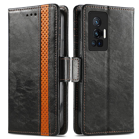 Coque Portefeuille Livre Cuir Etui Clapet S02D pour Vivo X70 Pro 5G Noir