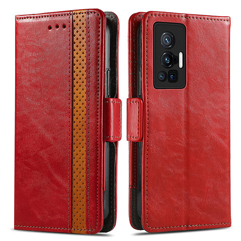 Coque Portefeuille Livre Cuir Etui Clapet S02D pour Vivo X70 Pro 5G Rouge