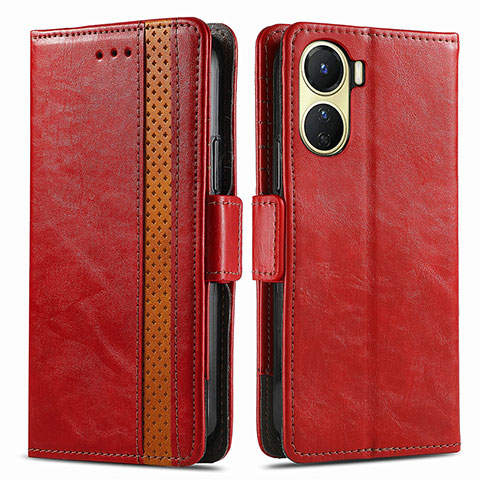 Coque Portefeuille Livre Cuir Etui Clapet S02D pour Vivo Y16 Rouge