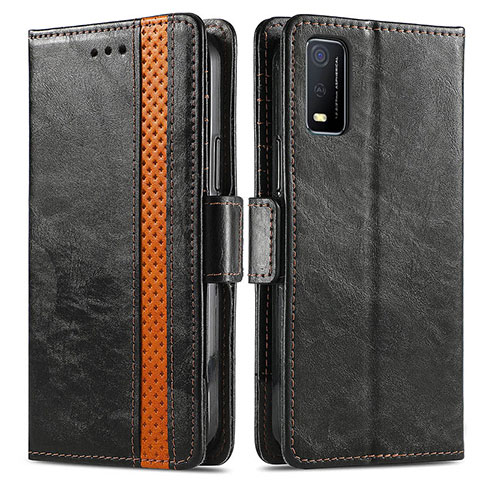 Coque Portefeuille Livre Cuir Etui Clapet S02D pour Vivo Y3s (2021) Noir