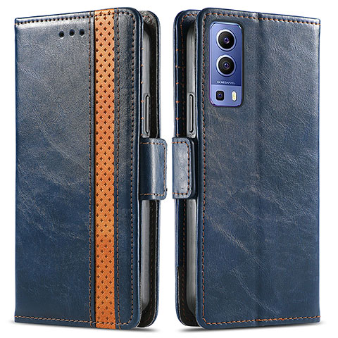 Coque Portefeuille Livre Cuir Etui Clapet S02D pour Vivo Y52 5G Bleu