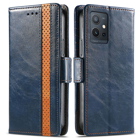 Coque Portefeuille Livre Cuir Etui Clapet S02D pour Vivo Y55 5G Bleu