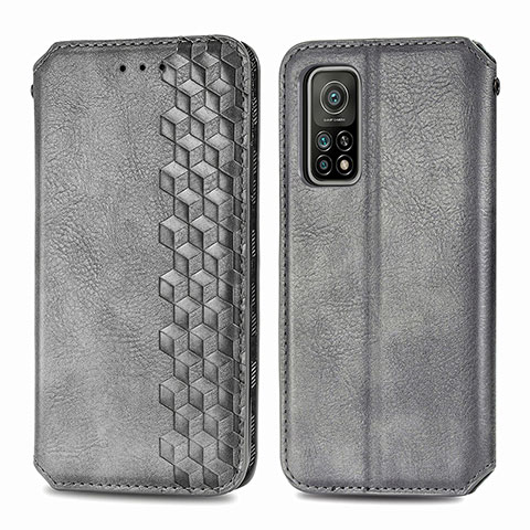 Coque Portefeuille Livre Cuir Etui Clapet S02D pour Xiaomi Mi 10T 5G Gris