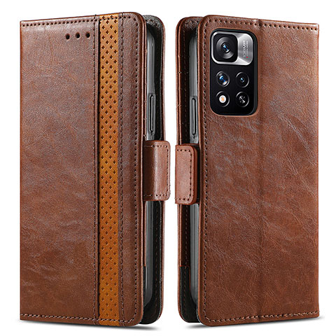 Coque Portefeuille Livre Cuir Etui Clapet S02D pour Xiaomi Mi 11i 5G (2022) Marron