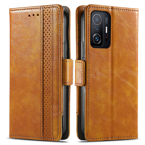 Coque Portefeuille Livre Cuir Etui Clapet S02D pour Xiaomi Mi 11T Pro 5G Brun Clair