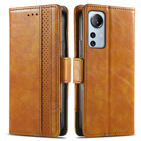 Coque Portefeuille Livre Cuir Etui Clapet S02D pour Xiaomi Mi 12 Lite 5G Brun Clair