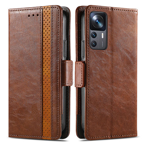 Coque Portefeuille Livre Cuir Etui Clapet S02D pour Xiaomi Mi 12T 5G Marron