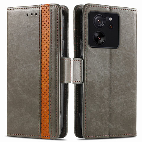 Coque Portefeuille Livre Cuir Etui Clapet S02D pour Xiaomi Mi 13T 5G Gris