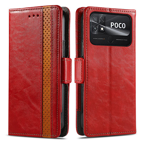 Coque Portefeuille Livre Cuir Etui Clapet S02D pour Xiaomi Poco C40 Rouge