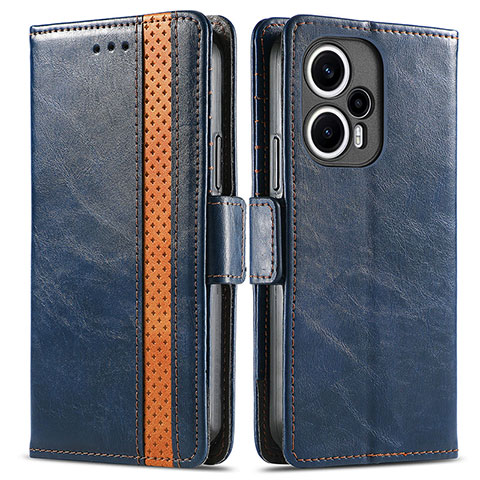 Coque Portefeuille Livre Cuir Etui Clapet S02D pour Xiaomi Poco F5 5G Bleu