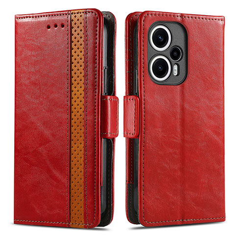 Coque Portefeuille Livre Cuir Etui Clapet S02D pour Xiaomi Poco F5 5G Rouge