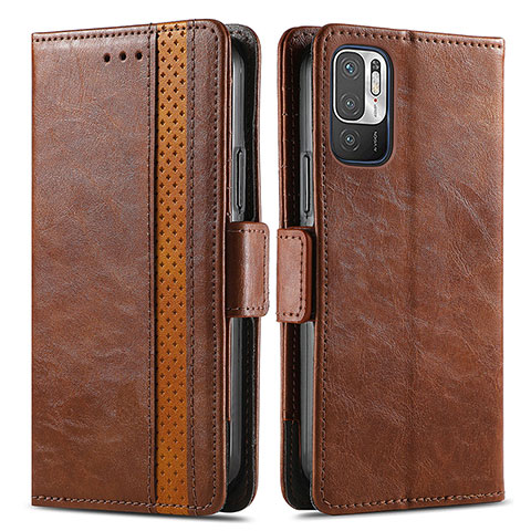 Coque Portefeuille Livre Cuir Etui Clapet S02D pour Xiaomi POCO M3 Pro 5G Marron