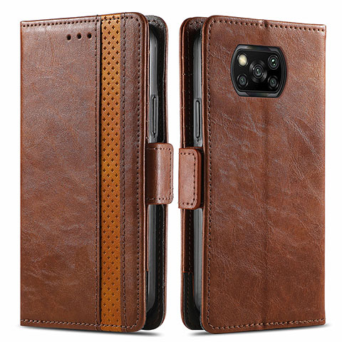 Coque Portefeuille Livre Cuir Etui Clapet S02D pour Xiaomi Poco X3 Pro Marron