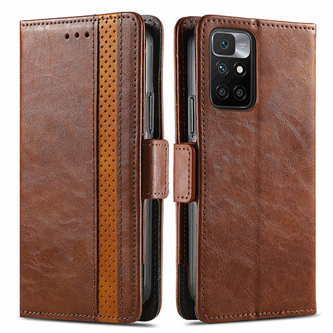 Coque Portefeuille Livre Cuir Etui Clapet S02D pour Xiaomi Redmi 10 4G Marron