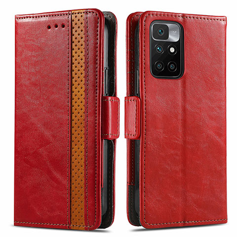 Coque Portefeuille Livre Cuir Etui Clapet S02D pour Xiaomi Redmi 10 4G Rouge