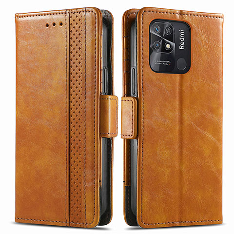 Coque Portefeuille Livre Cuir Etui Clapet S02D pour Xiaomi Redmi 10 India Brun Clair