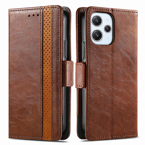 Coque Portefeuille Livre Cuir Etui Clapet S02D pour Xiaomi Redmi 12 4G Marron