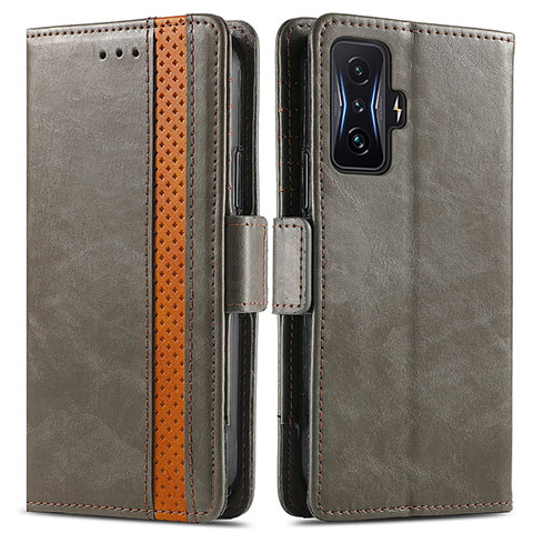 Coque Portefeuille Livre Cuir Etui Clapet S02D pour Xiaomi Redmi K50 Gaming 5G Gris