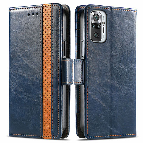 Coque Portefeuille Livre Cuir Etui Clapet S02D pour Xiaomi Redmi Note 10 Pro 4G Bleu